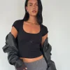 Motel Rocks Basics | Basic Tops-Rada Top in Rib Black RibBlack