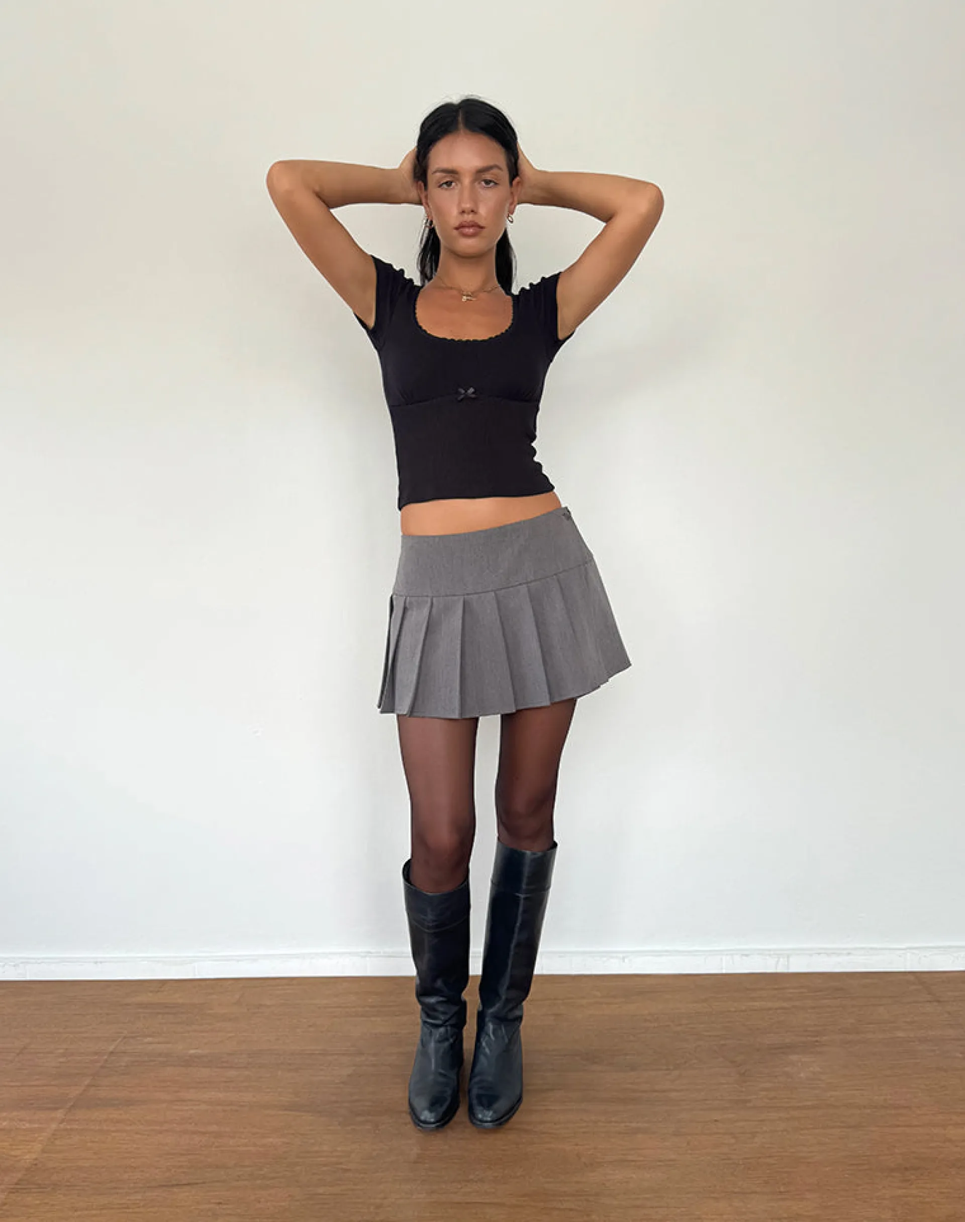 Motel Rocks Basics | Basic Tops-Rada Top in Rib Black RibBlack