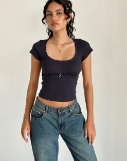 Motel Rocks Basics | Basic Tops-Rada Top in Rib Ocean Storm RibOceanStorm