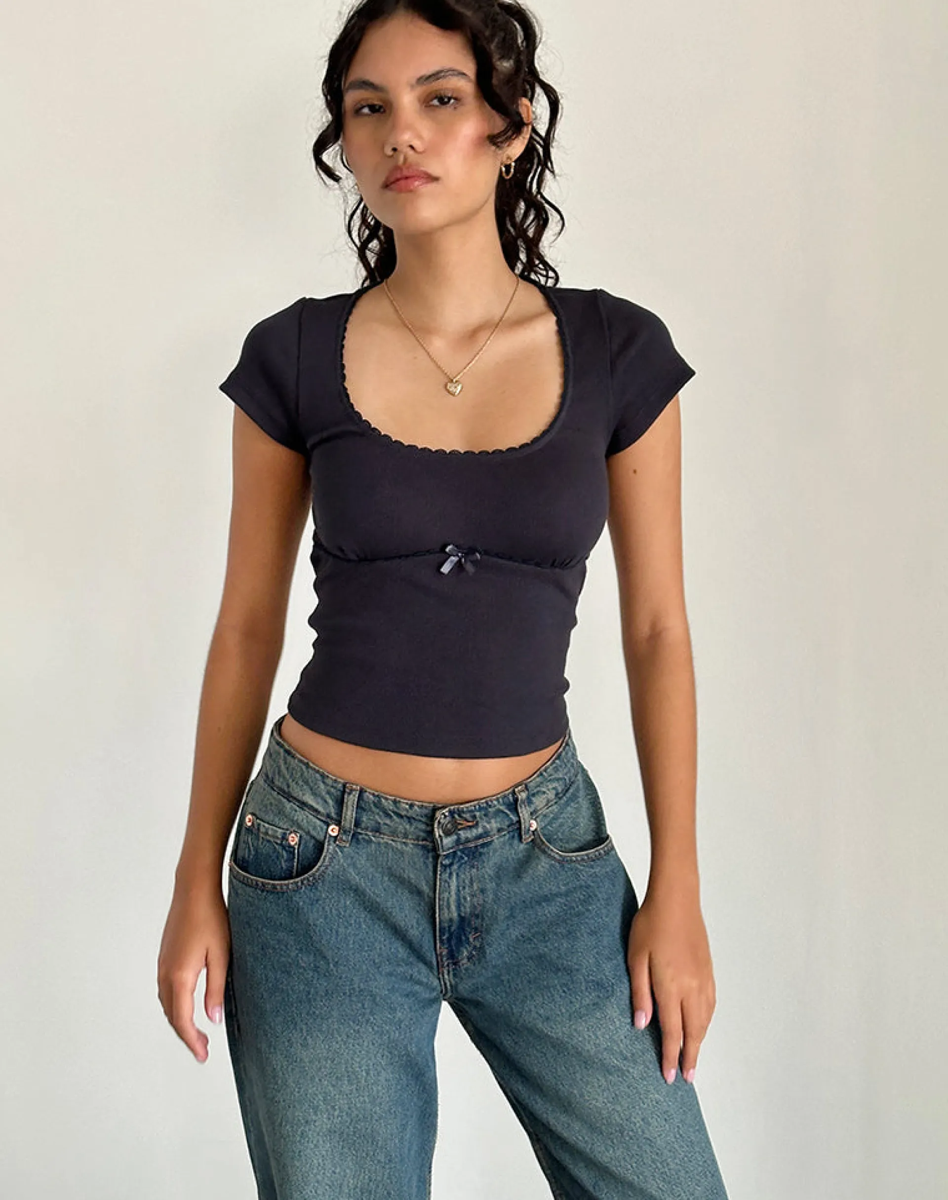 Motel Rocks Basics | Basic Tops-Rada Top in Rib Ocean Storm RibOceanStorm