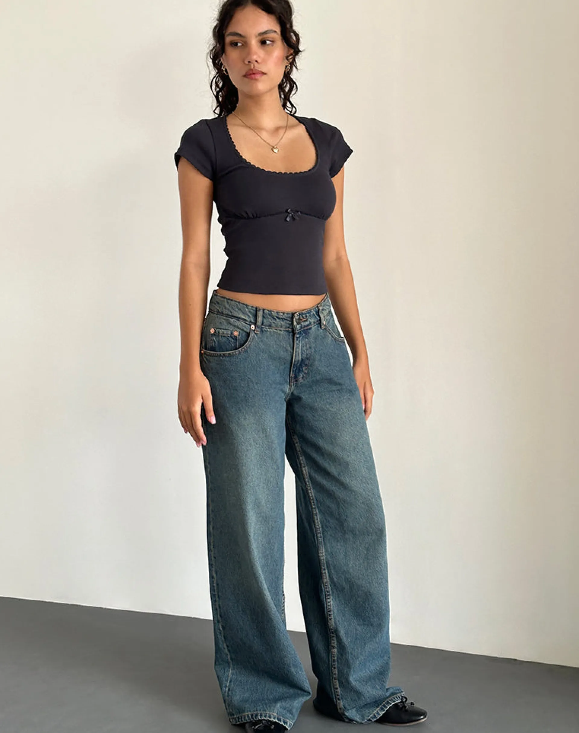 Motel Rocks Basics | Basic Tops-Rada Top in Rib Ocean Storm RibOceanStorm