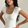 Motel Rocks Basics | Basic Tops-Rada Top in Rib Off White RibOffWhite