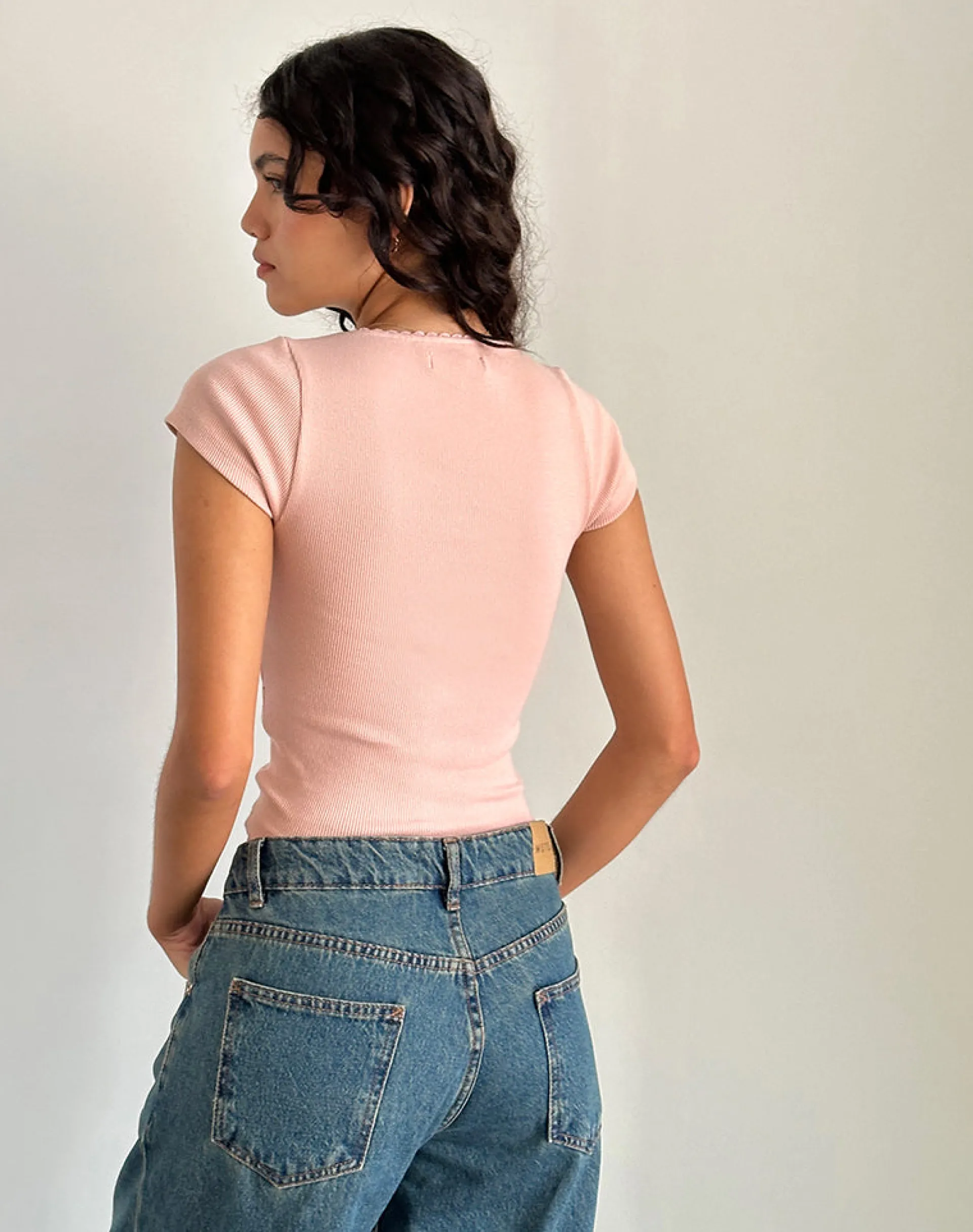 Motel Rocks Basics | Basic Tops-Rada Top in Rib Pink Lady RibPinkLady