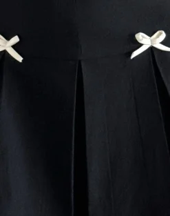 Motel Rocks Tailoring | Little Black Dresses-Radeta Mini Dress in Black with Ivory Bows