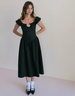 Motel Rocks Little Black Dresses | Party Dresses-Radovan Midi Dress in Black