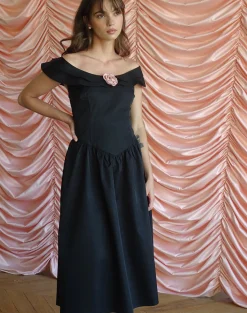 Motel Rocks Little Black Dresses | Party Dresses-Radovan Midi Dress in Black