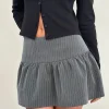 Motel Rocks A Line Skirts | Mini Skirts-Raffita Mini Skirt in Pinstripe Grey PinstripeGrey