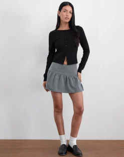 Motel Rocks A Line Skirts | Mini Skirts-Raffita Mini Skirt in Pinstripe Grey PinstripeGrey