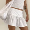 Motel Rocks Mini Skirts-Raffita Mini Skirt in Poplin White PoplinWhite
