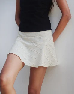 Motel Rocks Mini Skirts-Ragna Mini Skirt in Crinkle Ivory CrinkleIvory
