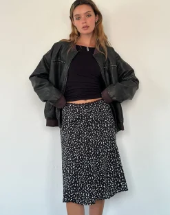 Motel Rocks Printed Skirts | Midi Skirts-Rahyu Midi Skirt in Black Ditsy Romance