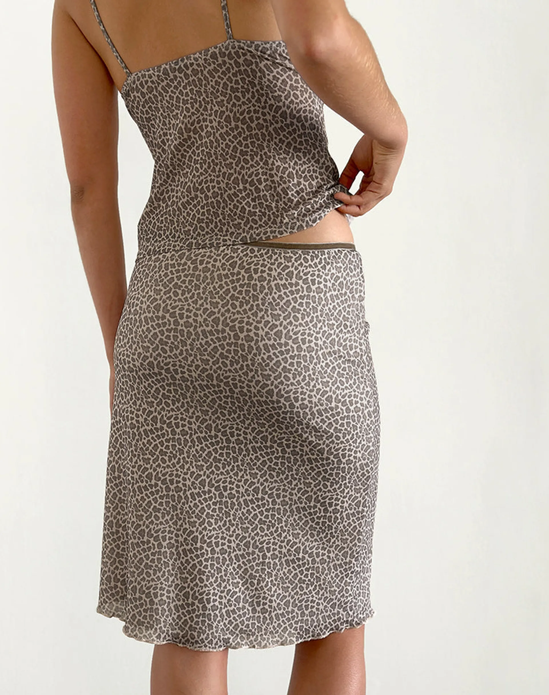 Motel Rocks Co-Ords | Printed Skirts-Rajuli Midi Skirt in Dainty Leopard Light Brown