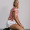 Motel Rocks Basic Tops-Ralina Top in Red and White Stripe RedandWhiteStripe