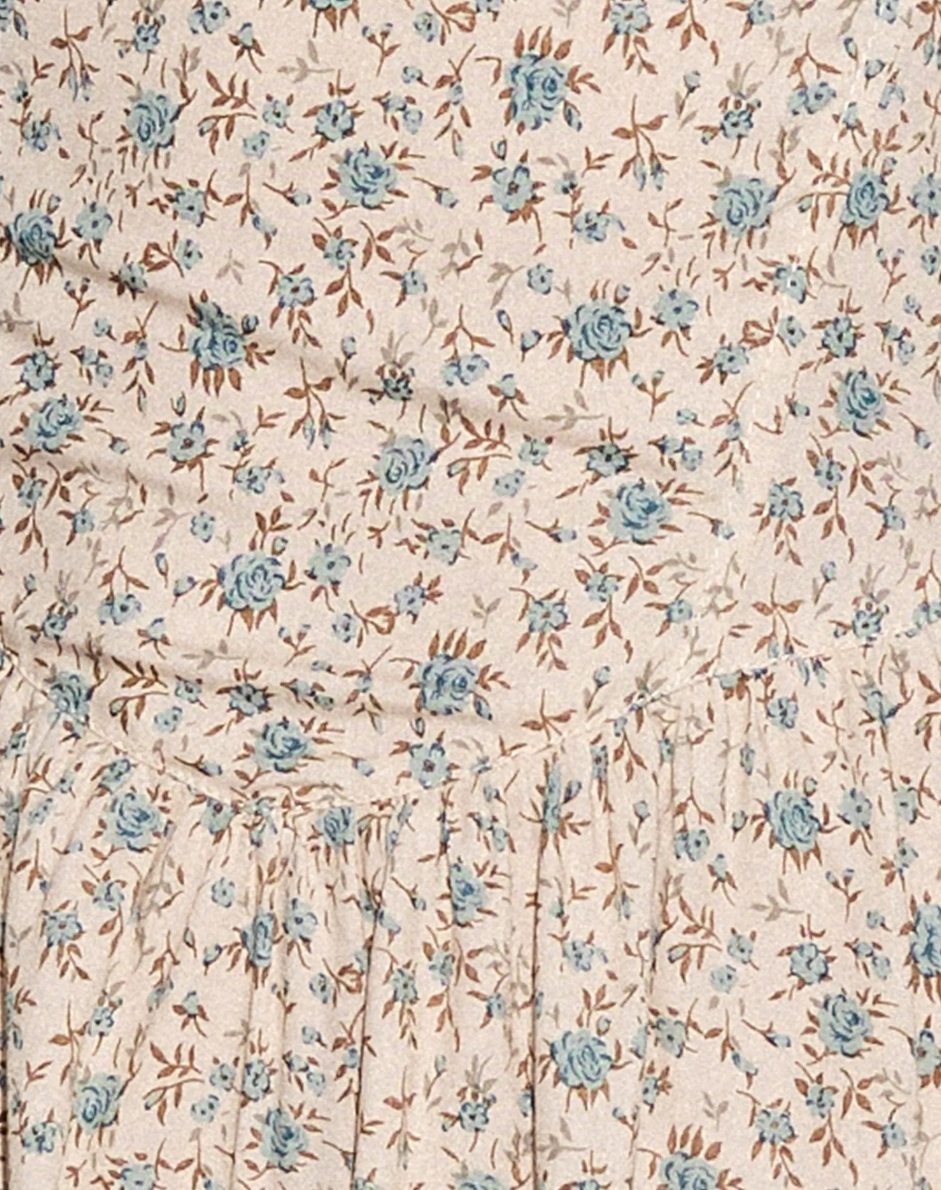 Motel Rocks Mini Dresses-Ramone Mini Dress in Antique Blue Floral Ivory BlueFloralIvory
