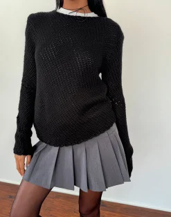 Motel Rocks Jumpers-Ranvir Knitted Jumper in Black