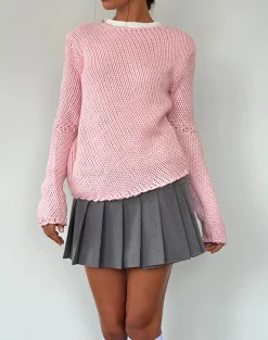 Motel Rocks Jumpers-Ranvir Knitted Jumper in Baby Pink BabyPink