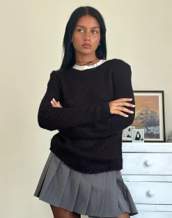 Motel Rocks Jumpers-Ranvir Knitted Jumper in Black