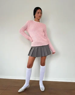 Motel Rocks Jumpers-Ranvir Knitted Jumper in Baby Pink BabyPink