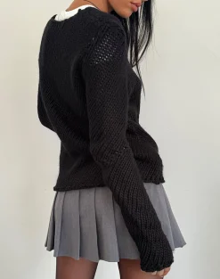 Motel Rocks Jumpers-Ranvir Knitted Jumper in Black