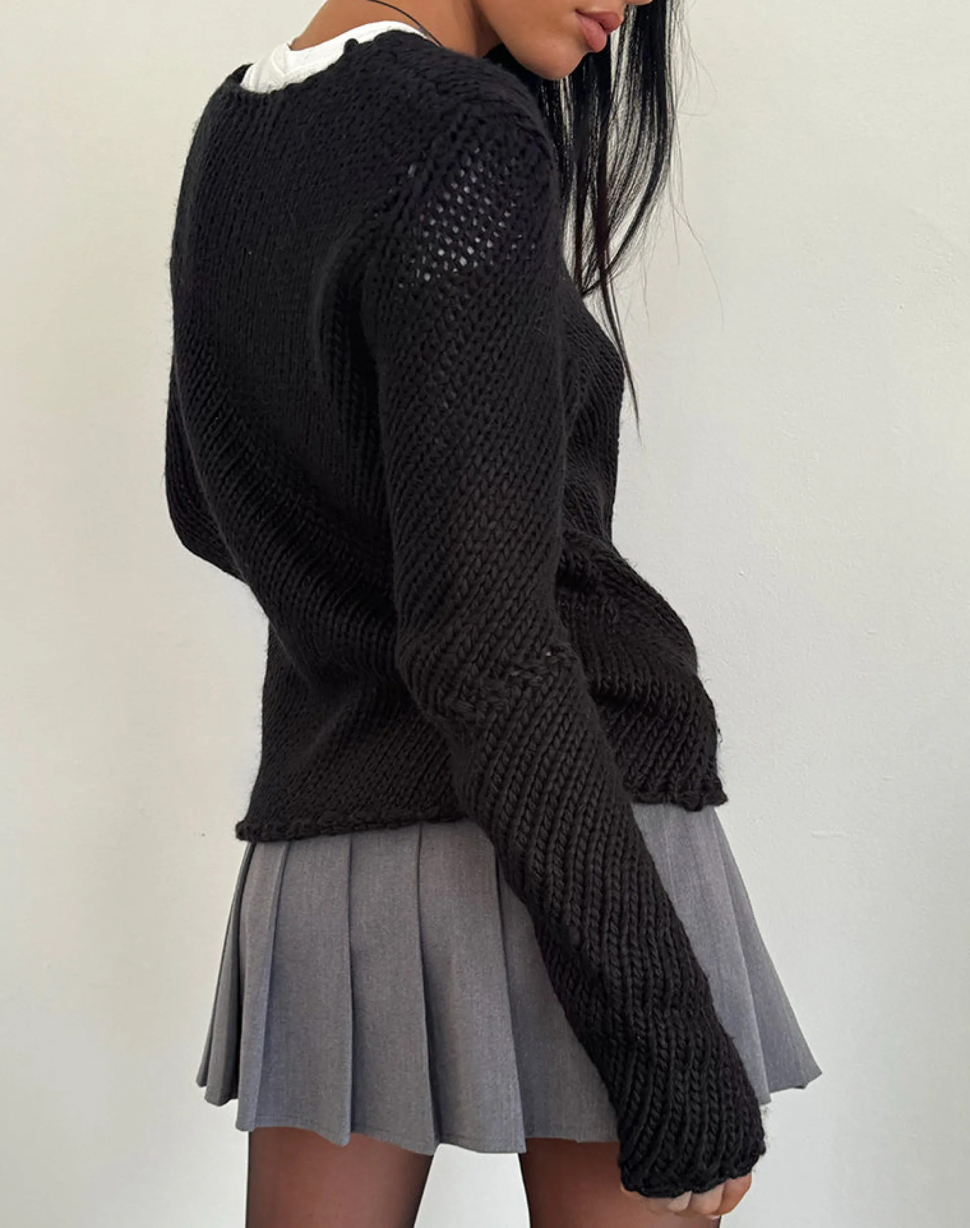 Motel Rocks Jumpers-Ranvir Knitted Jumper in Black