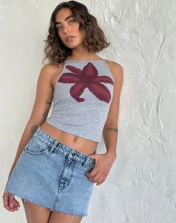 Motel Rocks A Line Skirts | Denim Skirts-Raw Hem Denim Mini Skirt in Vintage Blue Wash VintageBlueWash