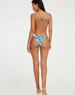 Motel Rocks Swimwear-Reema Bikini Top in Warped Zebra Blue WarpedZebraBlue
