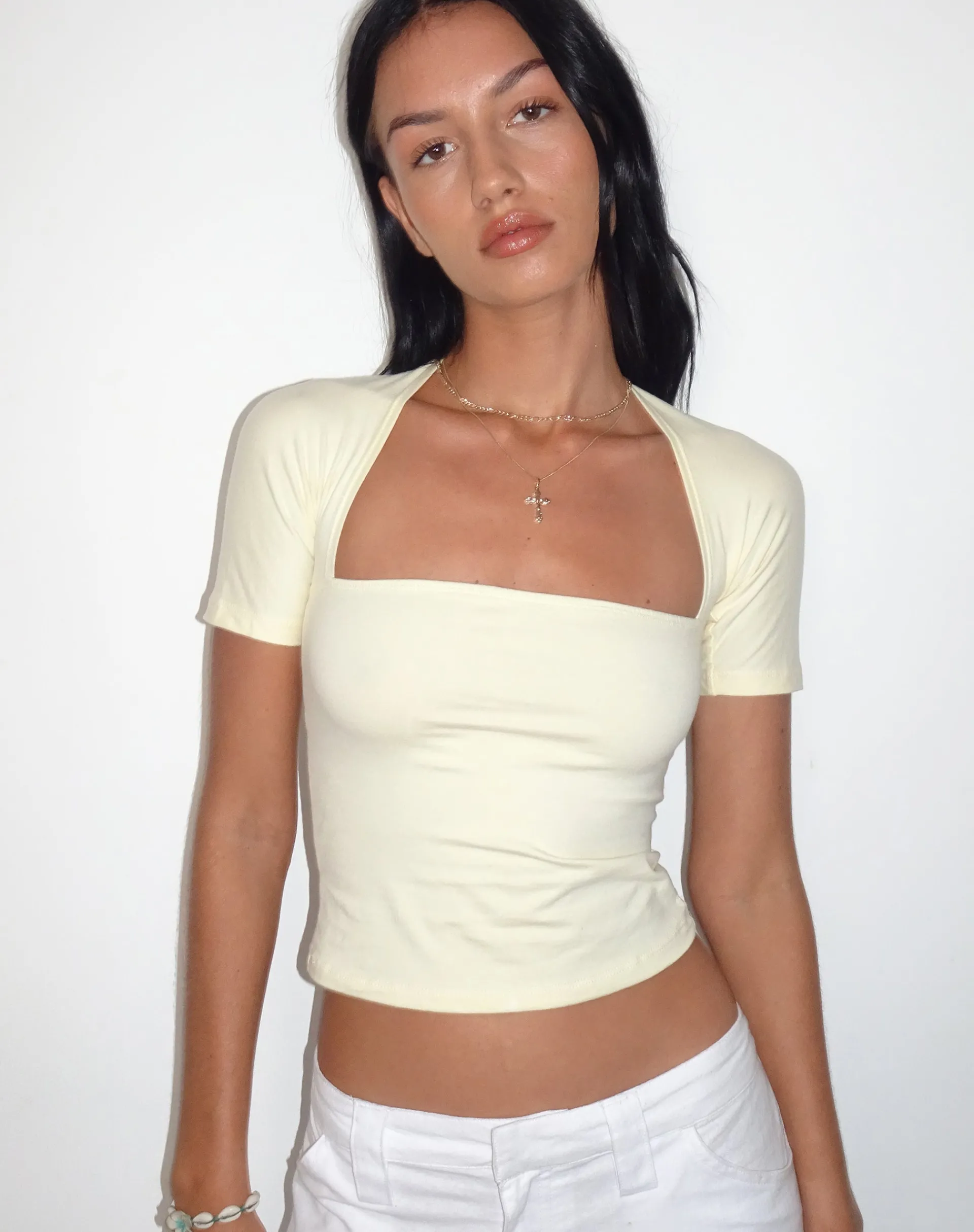 Motel Rocks Basic Tops | Crop Tops-Requa Crop Top in Buttermilk