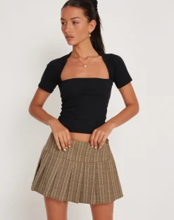 Motel Rocks Basics | Basic Tops-Requa Short Sleeve Top in black