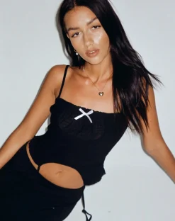 Motel Rocks Basics | Basic Tops-Revonda Corset Top in Black