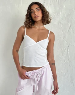 Motel Rocks Basic Tops | Strappy Tops-Rey Cami Top in Ivory