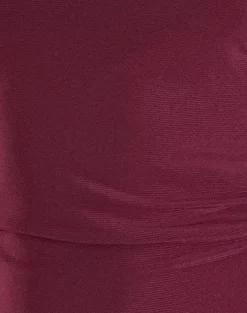 Motel Rocks Going Out Tops-Rhian One Shoulder Top in Mesh Maroon