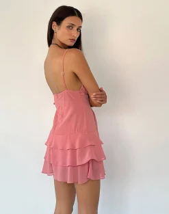 Motel Rocks Party Dresses | Mini Dresses-Riasi Mini Dress in Chiffon Blush ChiffonBlush