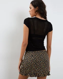 Motel Rocks Mini Skirts-Ribay Mini Skirt in Ditsy Floral Bronze DitsyFloralBronze