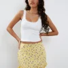 Motel Rocks Printed Skirts | Mini Skirts-Ribay Mini Skirt in Wild Flower Lemon Drop WildFlowerLemonDrop