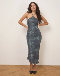Motel Rocks Printed Dresses | Midi Dresses-Ribka Midi Dress in Faded Botanical Green FadedBotanicalGreen
