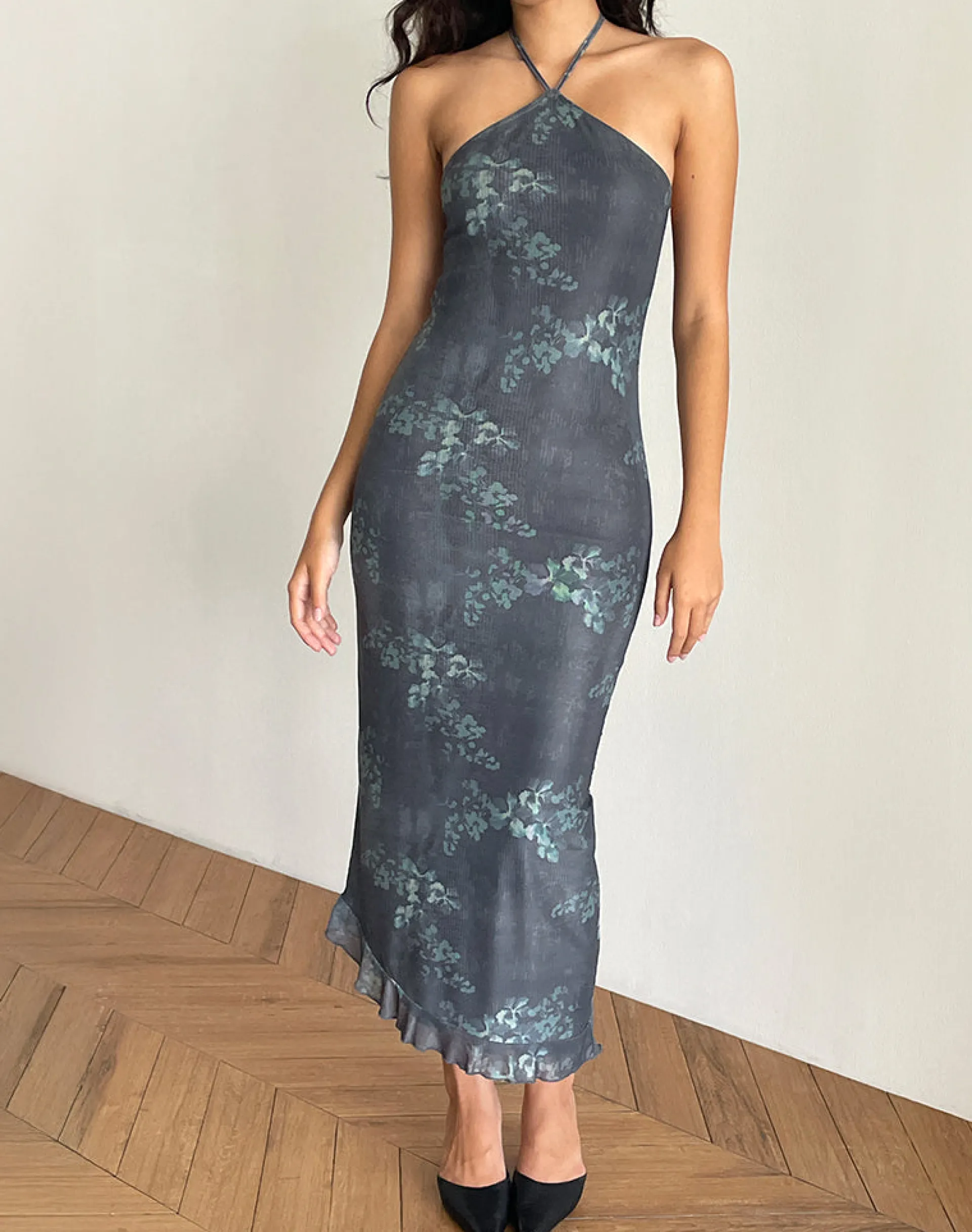 Motel Rocks Printed Dresses | Midi Dresses-Ribka Midi Dress in Faded Botanical Green FadedBotanicalGreen