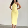 Motel Rocks Bodycon Dresses | Midi Dresses-Ribka Midi Dress in Mesh Lemon MeshLemon