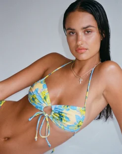 Motel Rocks Swimwear-Ricoa Bikini Top in Blue Watercolour Floral bluewatercolourfloral