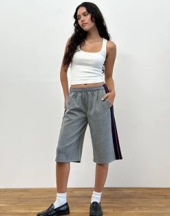 Motel Rocks Tailoring | Loungewear-Ridley Side Stripe Shorts in Grey