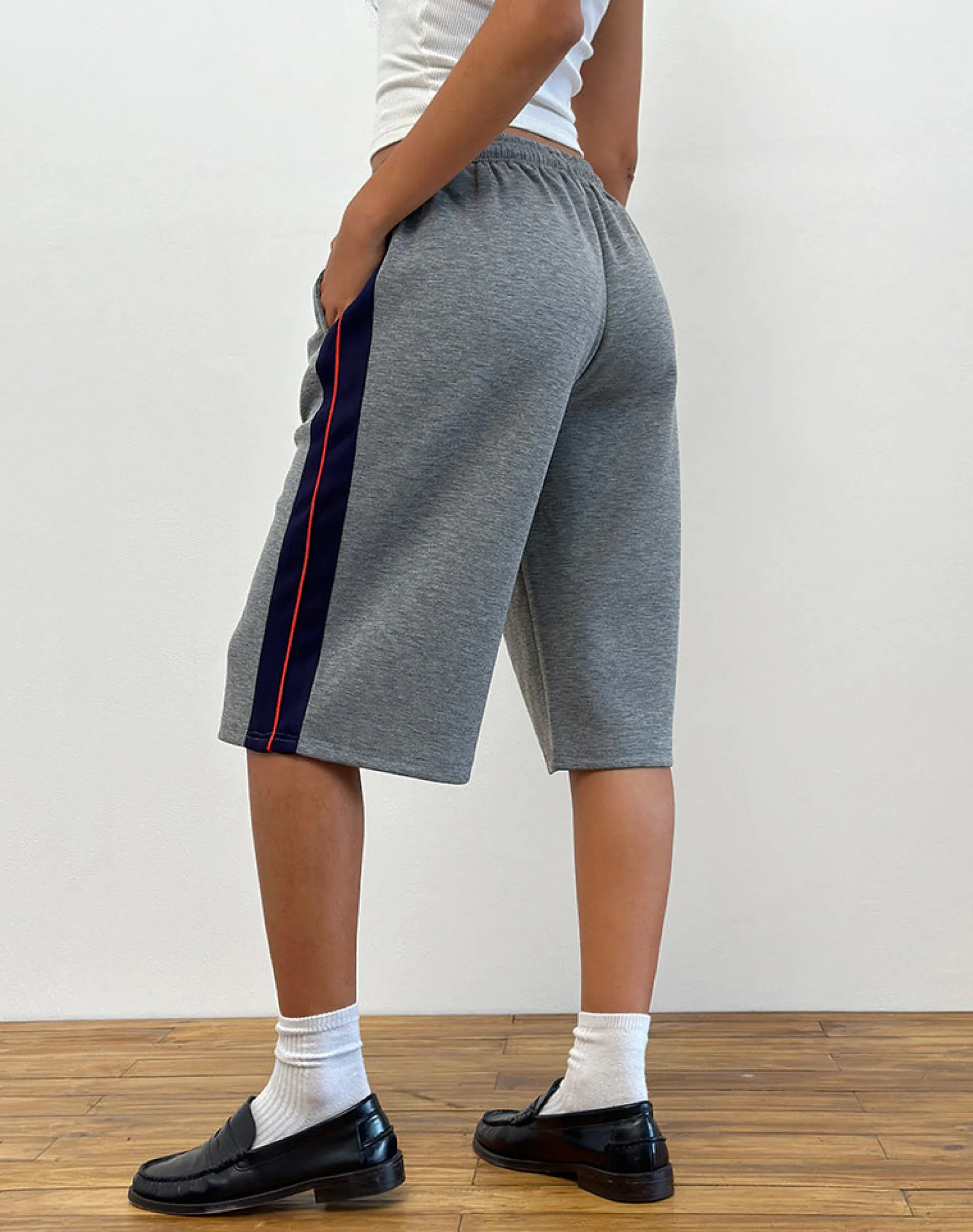 Motel Rocks Tailoring | Loungewear-Ridley Side Stripe Shorts in Grey