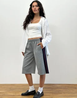 Motel Rocks Tailoring | Loungewear-Ridley Side Stripe Shorts in Grey
