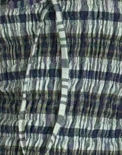 Motel Rocks Bandeau Tops-Rigia Bandeau Top in Linen Mono Check Green