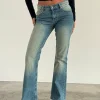 Motel Rocks Jeans | Flared Jeans-Rigid Low Rise Flare Jeans in Sea Green seagreen