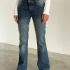 Motel Rocks Flared Jeans | Low Rise Jeans-Rigid Low Rise Flare Jeans in Dark Vintage darkvintage