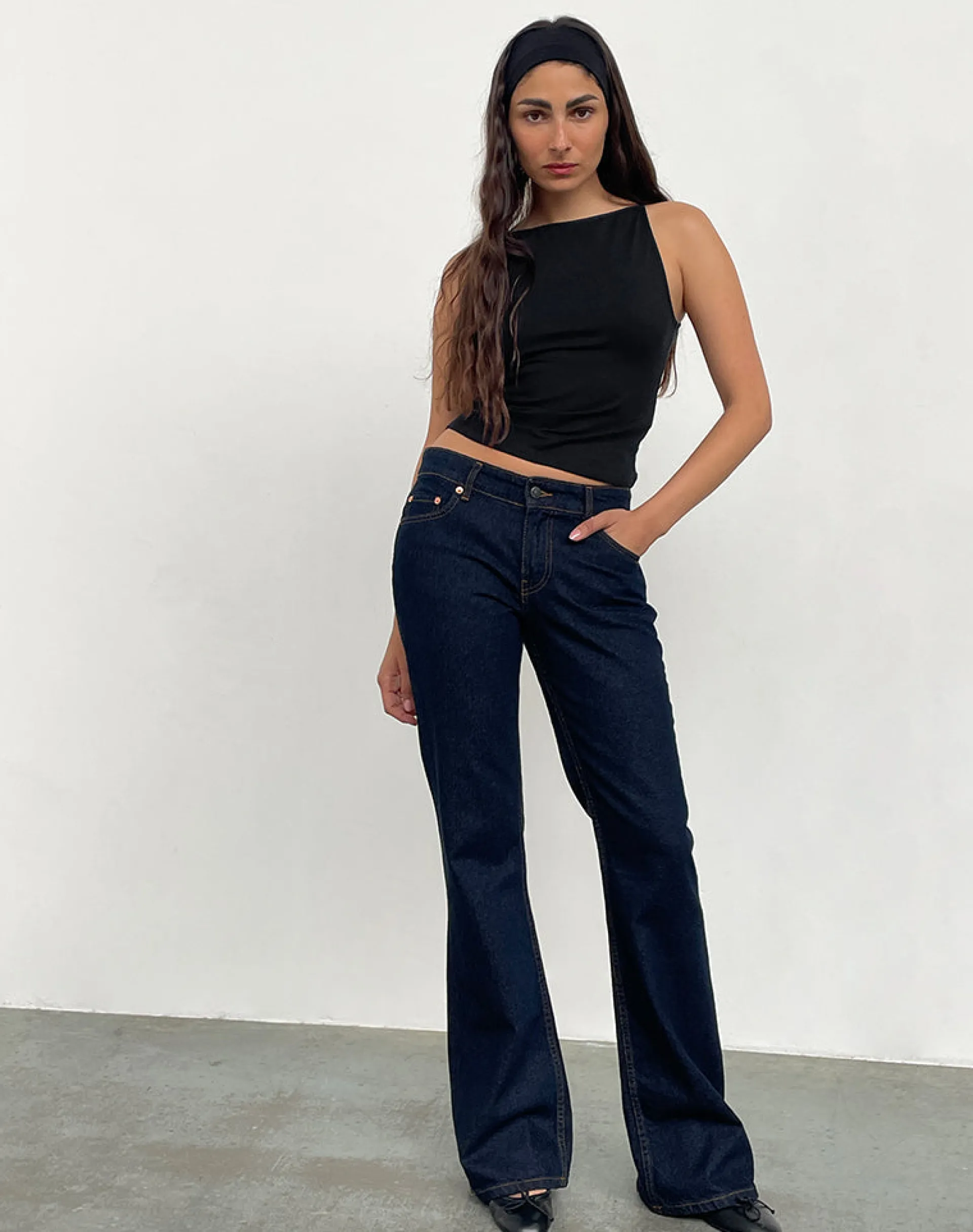 Motel Rocks Jeans | Flared Jeans-Rigid Low Rise Flare Jeans In Indigo