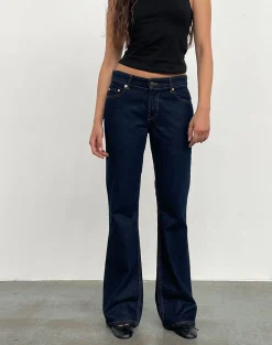 Motel Rocks Jeans | Flared Jeans-Rigid Low Rise Flare Jeans In Indigo