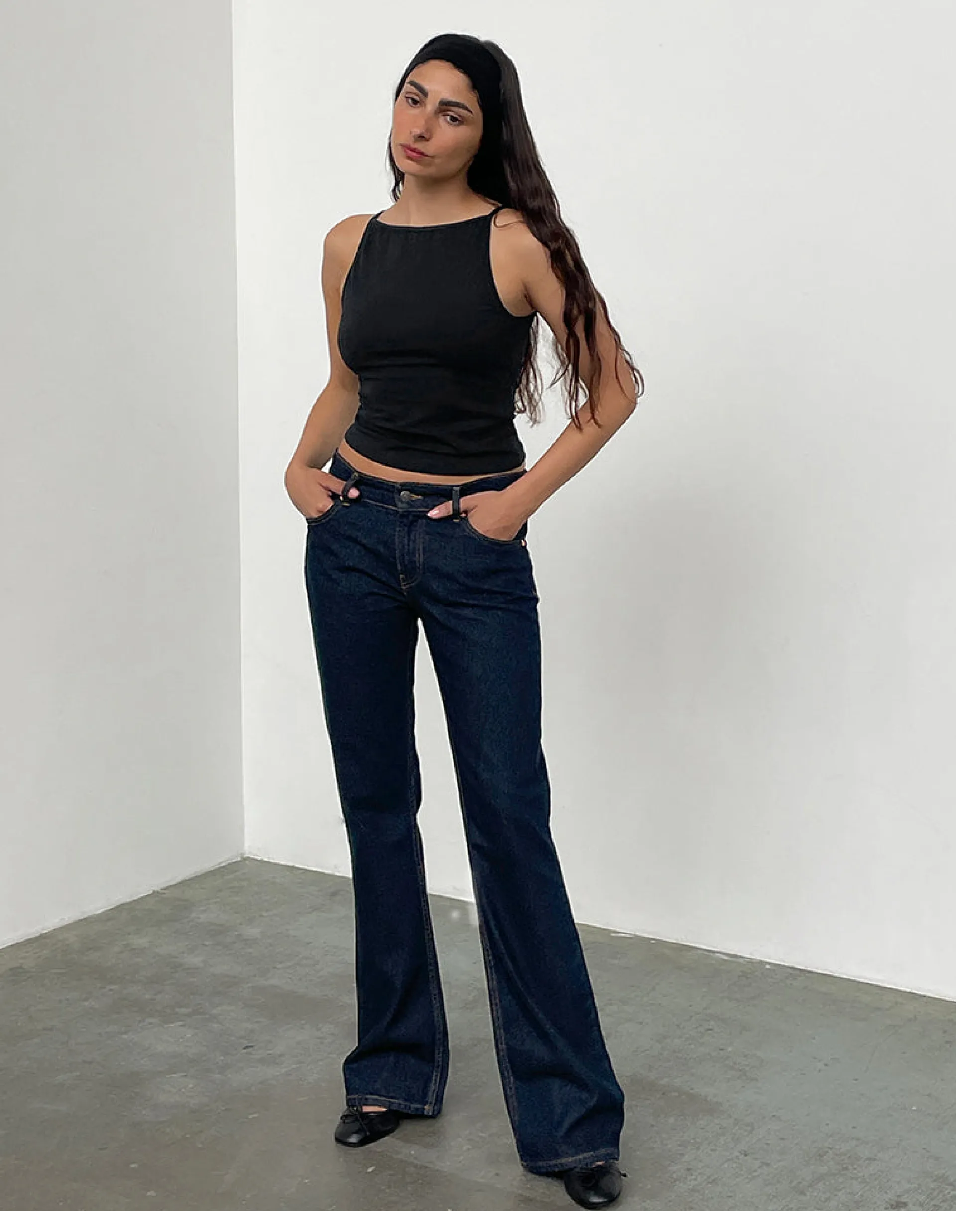 Motel Rocks Jeans | Flared Jeans-Rigid Low Rise Flare Jeans In Indigo