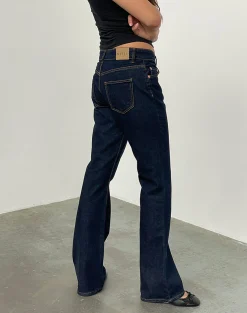 Motel Rocks Jeans | Flared Jeans-Rigid Low Rise Flare Jeans In Indigo