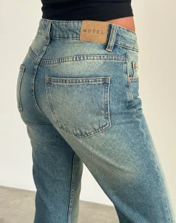 Motel Rocks Jeans | Flared Jeans-Rigid Low Rise Flare Jeans in Sea Green seagreen