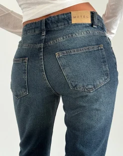 Motel Rocks Flared Jeans | Low Rise Jeans-Rigid Low Rise Flare Jeans in Dark Vintage darkvintage